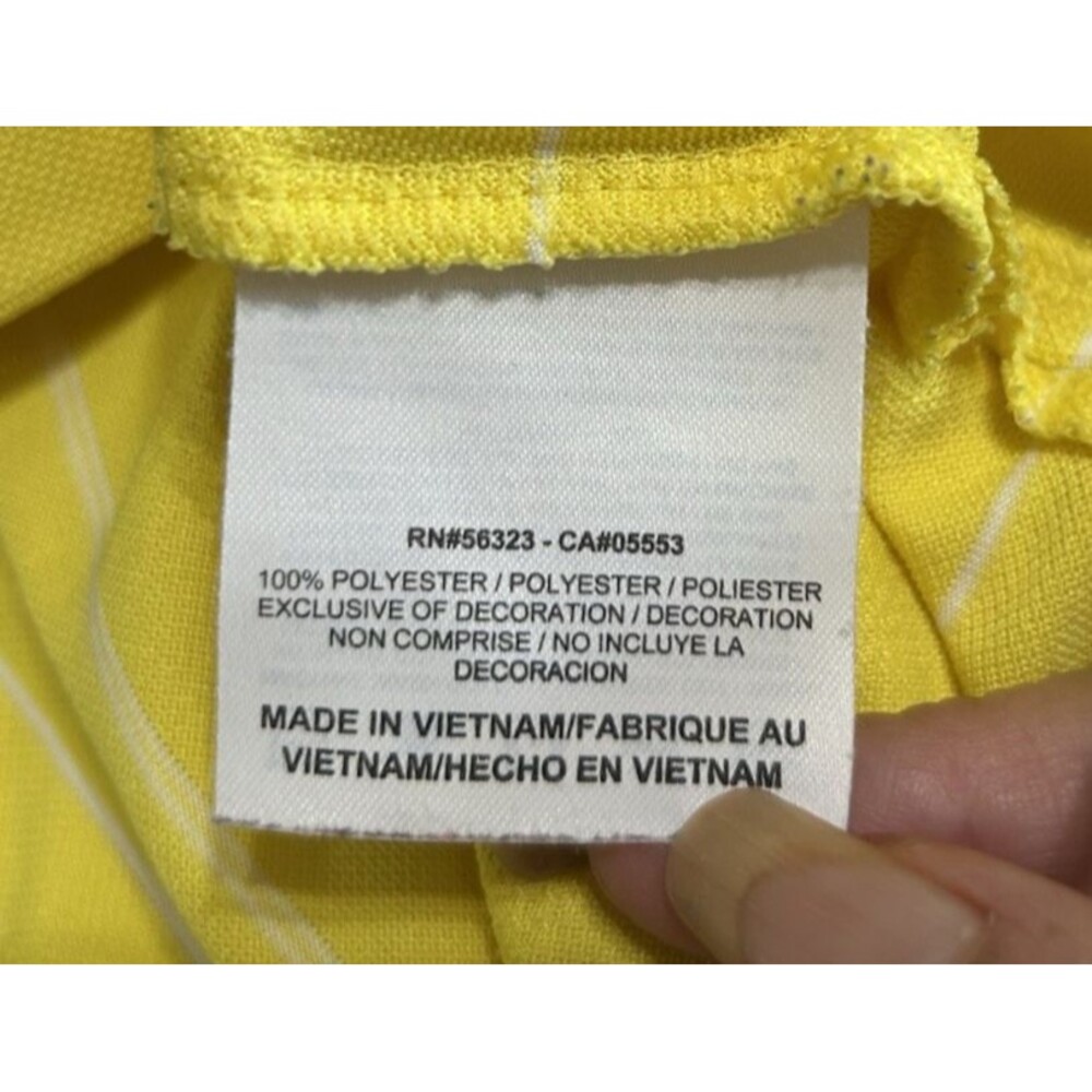 Nike Golf Dri Fit Mens Size L Yellow Stripe Perform Polo Shirt Logo Short Sleeve - Picture 6 of 6